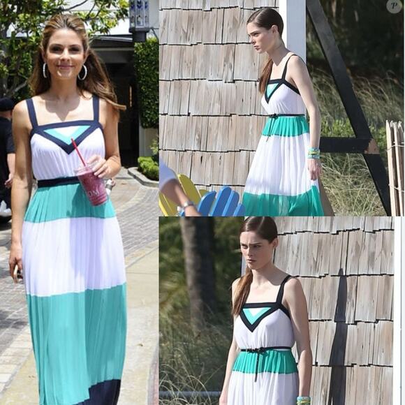 Banana Republic Milly Collection color block maxi dress green blue Sz 2 feminine - Picture 9 of 12